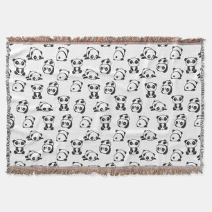 Cute Pandas Pattern Throw Blanket