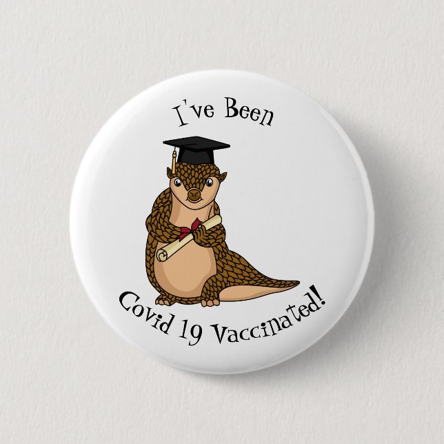 Cute pangolin graduating cartoon 2 inch round button (Front)