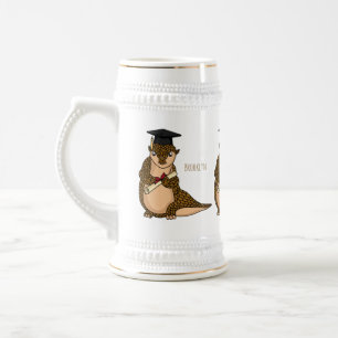 Cute pangolin graduating cartoon beer stein