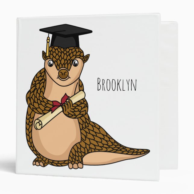 Cute pangolin graduating cartoon  binder (Front/Inside)