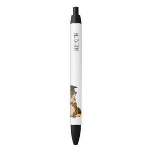 Cute pangolin graduating cartoon black ink pen