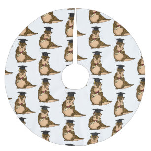 Cute pangolin graduating cartoon brushed polyester tree skirt