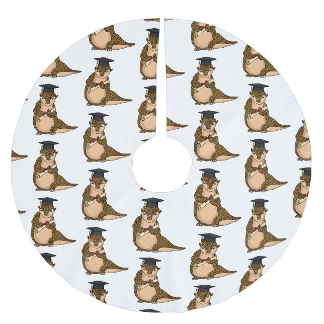 Cute pangolin graduating cartoon  brushed polyester tree skirt (Front)