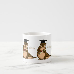 Cute pangolin graduating cartoon espresso cup