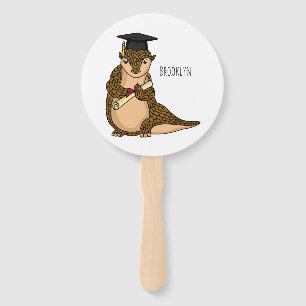 Cute pangolin graduating cartoon hand fan
