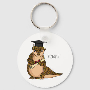 Cute pangolin graduating cartoon keychain