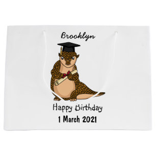 Cute pangolin graduating cartoon large gift bag