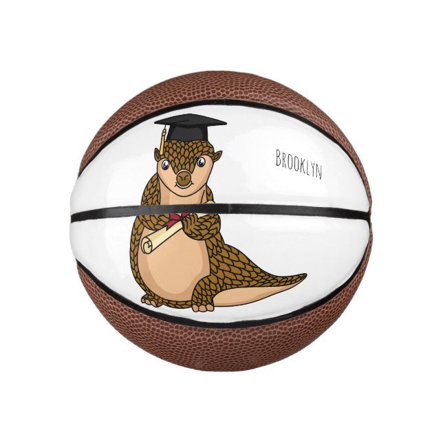 Cute pangolin graduating cartoon  mini basketball (Front)