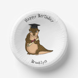 Cute pangolin graduating cartoon  paper plate