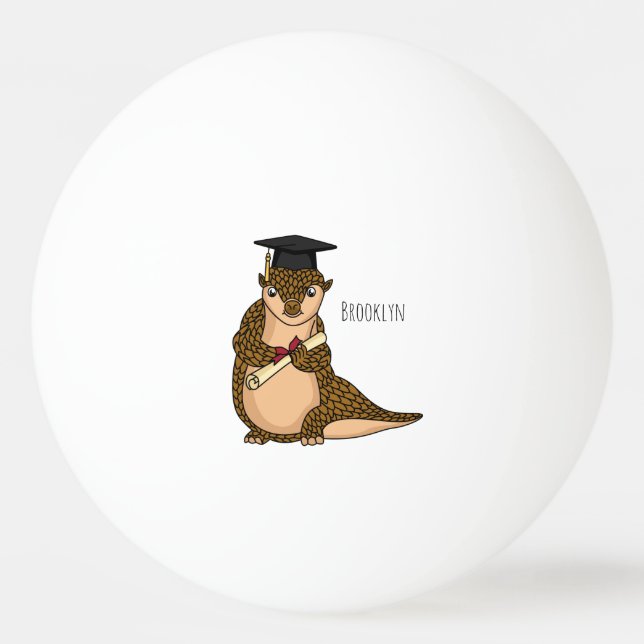 Cute pangolin graduating cartoon ping pong ball (Front)