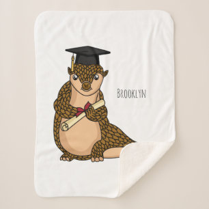 Cute pangolin graduating cartoon sherpa blanket