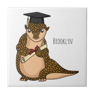 Cute pangolin graduating cartoon tile