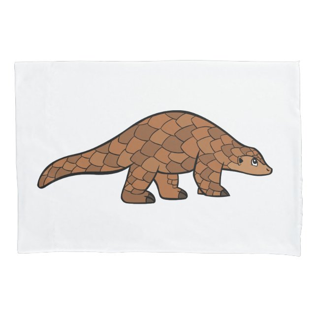 Cute Pangolin on white Pillowcase (Front)