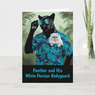 Cute Panther and White Persian Greeting Card