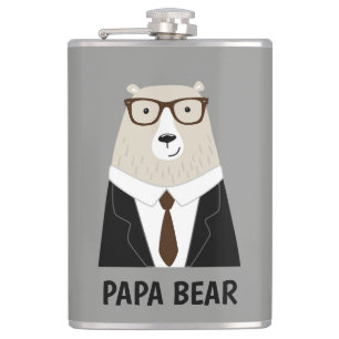 Cute Papa Bear Fathers Day Gift Specialty Mug Hip Flask