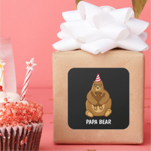 Cute Papa Bear Fathers Day Gift Specialty Mug Square Sticker
