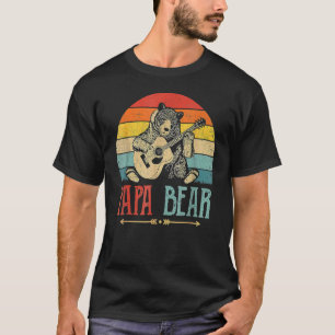 Cute Papa Bear Vintage Father's Day Retro Dad Guit T-Shirt