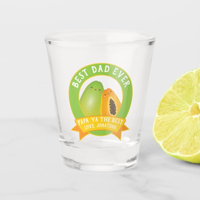 Cute Papa Ya The Best Funny Fruit Pun For Dad Shot Glass (Front)