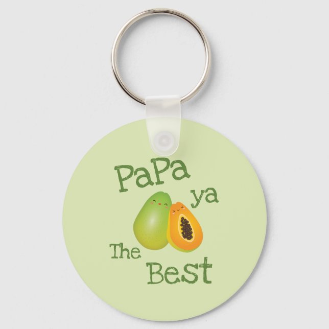 Cute Papa Ya The Best Photo Keychain (Front)