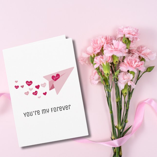Cute Paper Airplane Hearts You’re My Forever Photo Card (Creator Uploaded)