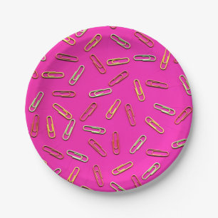 CUTE Paper Clips on Pink Paper Plate
