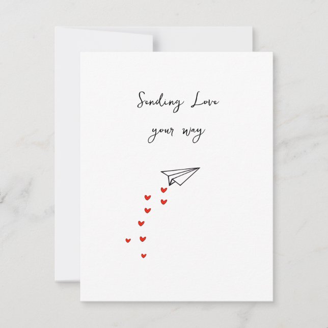 Cute Paper Plane ‘Sending Love your way’ Card  (Front)