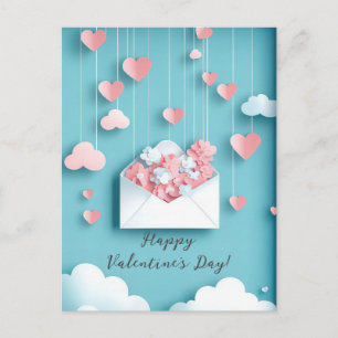 Cute Papercut Hearts Valentine's Greeting Postcard