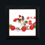 Cute Papillon Dog Christmas Santa Hat Gift Box<br><div class="desc">Cute Papillon Dog Christmas Santa Hat</div>