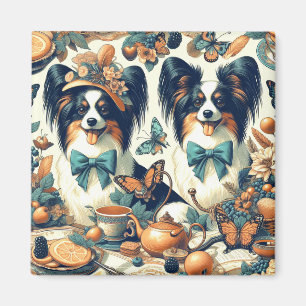 Cute Papillon Dog Illustration Magnet