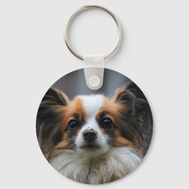 Cute papillon dog keychain (Front)