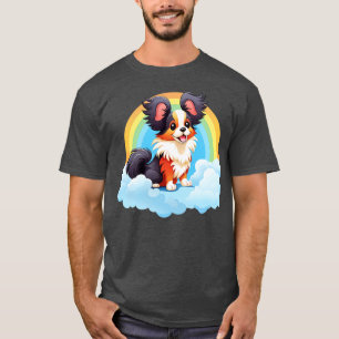Cute Papillon Rainbow Cloud Kawaii Dog Happy Puppy T-Shirt