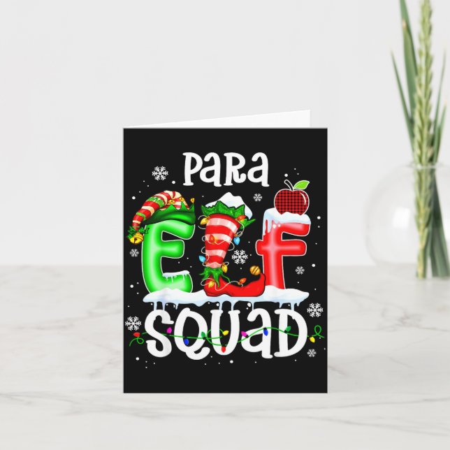 Cute Para Elf Squad Funny Christmas Elf Kids Teach Card (Front)