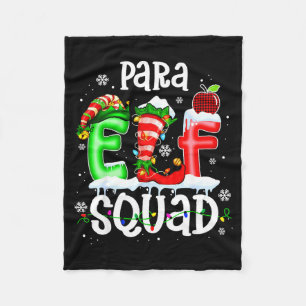 Cute Para Elf Squad Funny Christmas Elf Kids Teach Fleece Blanket