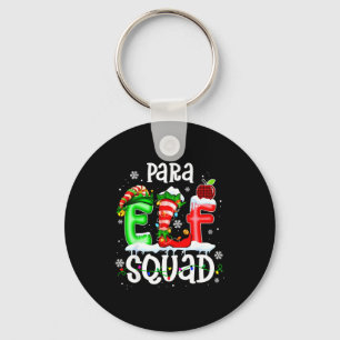 Cute Para Elf Squad Funny Christmas Elf Kids Teach Keychain