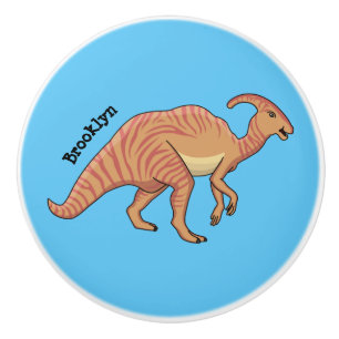 Cute parasaurolophus dinosaur cartoon illustration ceramic knob