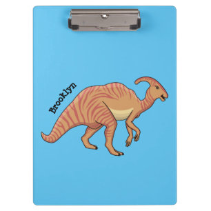 Cute parasaurolophus dinosaur cartoon illustration clipboard