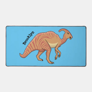 Cute parasaurolophus dinosaur cartoon illustration desk mat