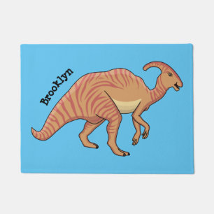 Cute parasaurolophus dinosaur cartoon illustration doormat