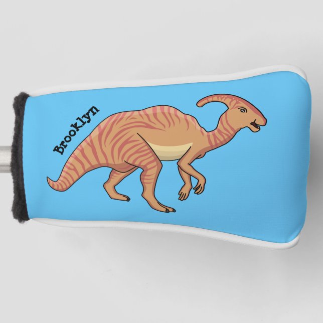 Cute parasaurolophus dinosaur cartoon illustration golf head cover (Front)