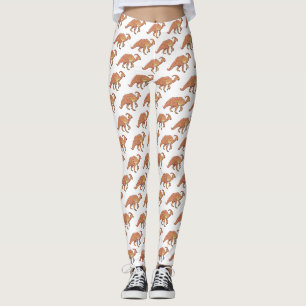 Cute parasaurolophus dinosaur cartoon illustration leggings