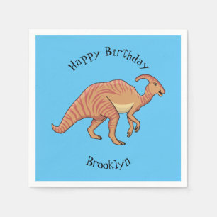 Cute parasaurolophus dinosaur cartoon illustration napkin