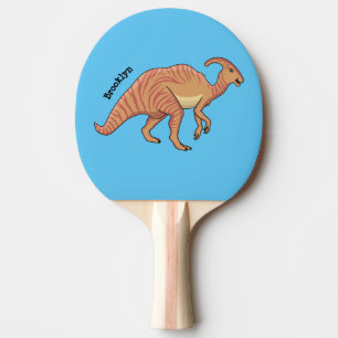 Cute parasaurolophus dinosaur cartoon illustration ping pong paddle