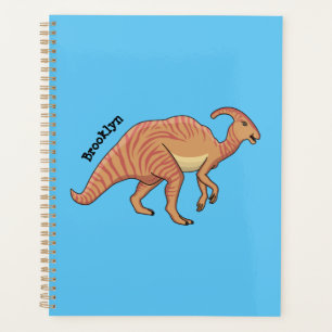 Cute parasaurolophus dinosaur cartoon illustration planner