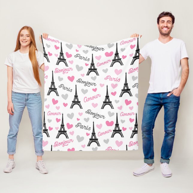 Cute Paris pattern home decor fleece blanket (In Situ)