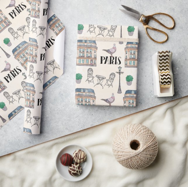 Cute Paris Street Scene | Watercolor Wrapping Paper (Crafts)