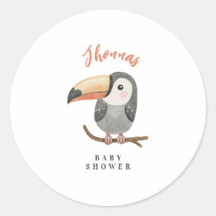 cute parrot baby shower sticker