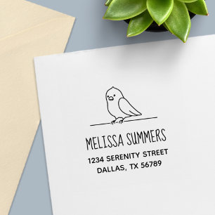 Cute Parrot Bird Sitting above Address Self-inking Stamp
