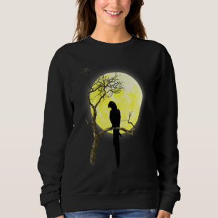 Cute Parrot Full Moon Light Nature Bird Watching Sweatshirt