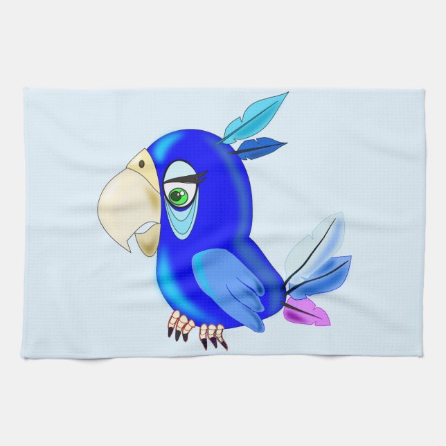 Cute Parrot Funny Kitchen Towel - Customizable (Horizontal)