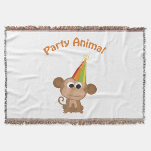 Cute Party Animal Monkey Throw Blanket